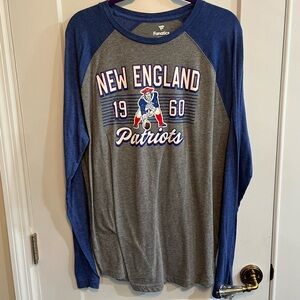 Fanatics New England Patriots Blue and Gray Long Sleeve Tee